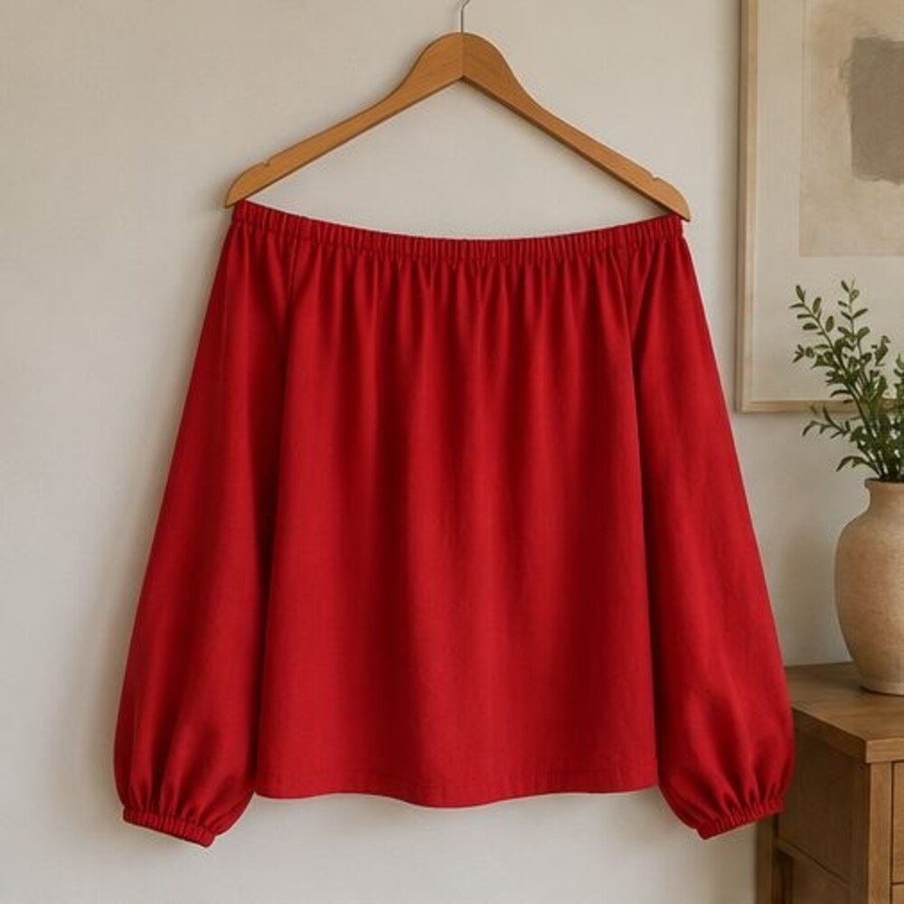 Red Off Shoulder Balloon Top